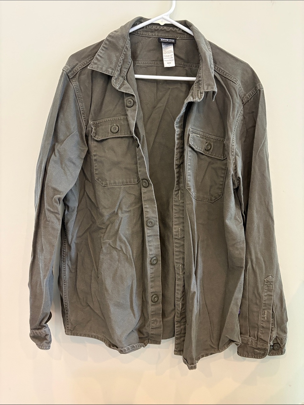 Olive Green Button-Up Utility Shirt Jacket